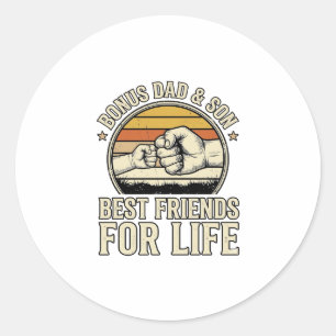 Bonus Dad & Son Best Friends Vintage Shirt Design_ Classic Round Sticker
