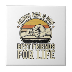 Bonus Dad & Son Best Friends Vintage Shirt Design_ Tile
