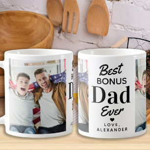 BONUS DAD Step Dad Father's Day Custom 2 Photo Coffee Mug