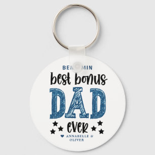 "Bonus Dad" Step Dad Typography Key Ring