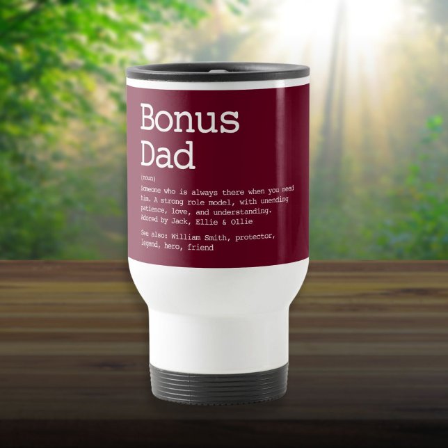 Bonus Dad Stepdad Definition Modern Burgundy Red Travel Mug (Bonus Dad Stepdad Definition Modern Burgundy Red Travel Mug)