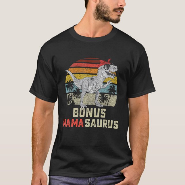 Bonus Mama Saurus T Rex Mamasaurus Stepmom Matchin T-Shirt (Front)
