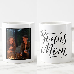 Bonus Mom Elegant Cursive 1 Custom Photo Coffee Mug