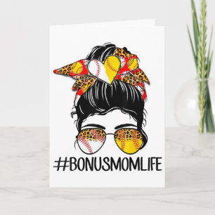 Bonus Mom Life Softll Sell Mother's Day Messy Bun Card