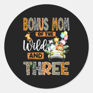 Bonus Mom Of The Wild & Three 3rd Birthday Boy Classic Round Sticker