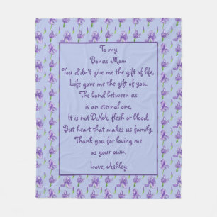 Bonus Mom Purple Iris Medium Fleece Blanket