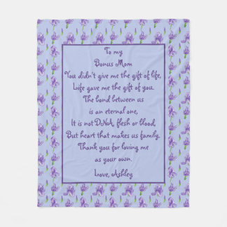 Bonus Mom Purple Iris Medium Fleece Blanket
