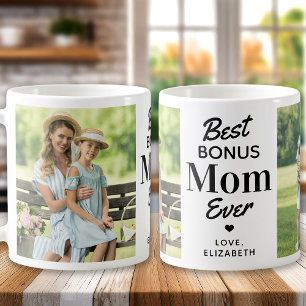 BONUS MOM Step Mum Mother's Day Custom 2 Photo Coffee Mug