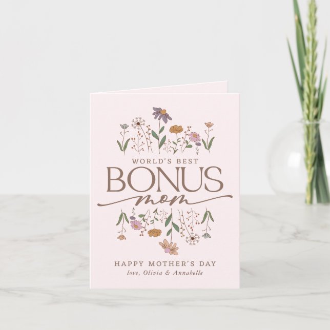 Bonus Mum 2 Photo Mother's Day Card (Front)