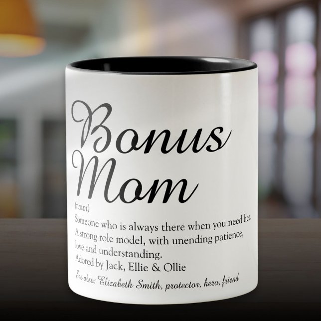 Bonus Mum Definition Quote Fun Stylish Two-Tone Coffee Mug (Bonus Mom Definition Quote Fun Stylish Two-Tone Coffee Mug)
