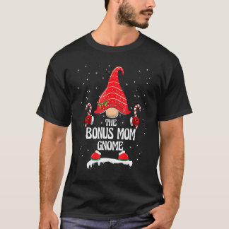 Bonus Mum Gnome Buffalo Plaid Matching Family Chri T-Shirt