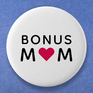 Bonus Mum   Modern Pink Heart Mother's Day 6 Cm Round Badge