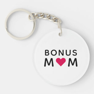 Bonus Mum Modern Pink Heart Mother's Day Key Ring