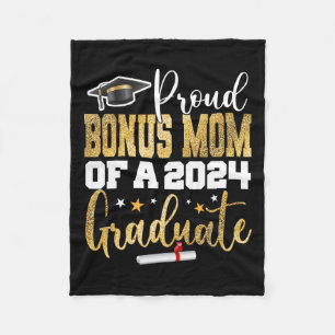 Bonus Mum Of A 2024 Graduate Cl Senior Graduation Fleece Blanket