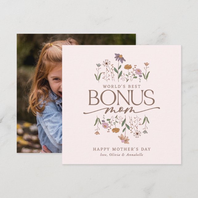 Bonus Mum Photo Mother's Day Card (Front/Back)