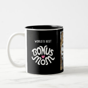 Bonus Mum Round Type Design Two Photo Coffee Mug