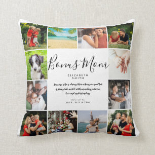 Bonus Mum Stepmom Quote Script 12 Photo Collage Cushion