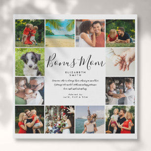Bonus Mum Stepmom Quote Script 12 Photo Collage Faux Canvas Print