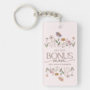 Bonus Mum Year Established Typography Photo Key Ring