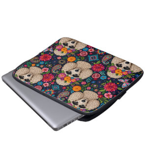 Boo22 Artist Poodle Boho Floral – Colourful Poodle Laptop Sleeve