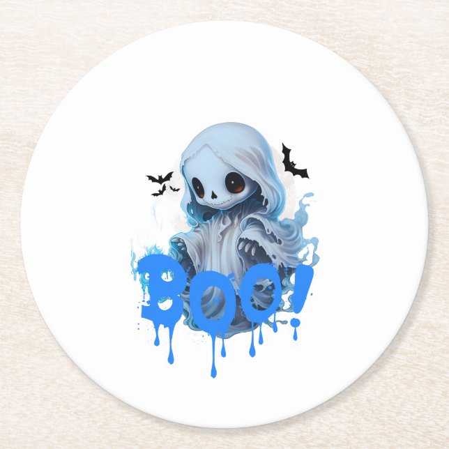 Boo 03 round paper coaster (Front)