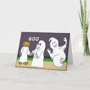BOO 3 Ghosts Trick or Treating Halloween Card