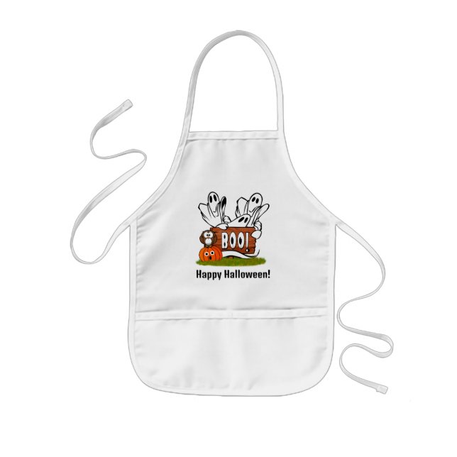 BOO! A Spooked Pumpkin Kids Apron (Front)