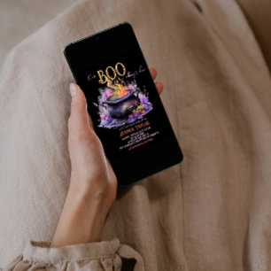 Boo Almost Due Black Pink Cauldron Baby Shower  Invitation