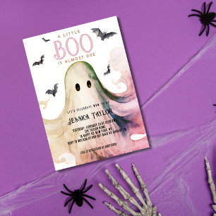 Boo Almost Due Blue Ghost Girl Baby Shower Invitation