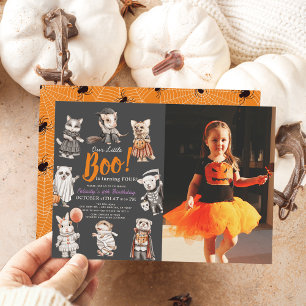 Boo Animals Halloween Costume Birthday Photo Invitation