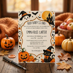 Boo Baby Is One 1st Birthday Spooky Cute Ghost Invitation