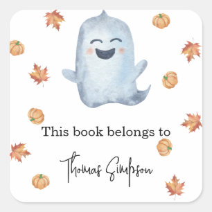 Boo - baby shower bookplate square sticker