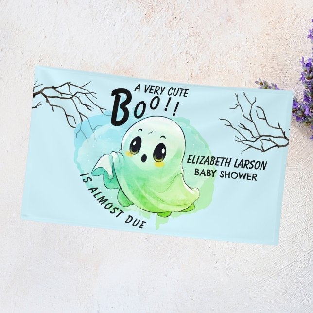 Boo Baby Shower Halloween Blue Themed Cute Party Banner (Creator Uploaded)