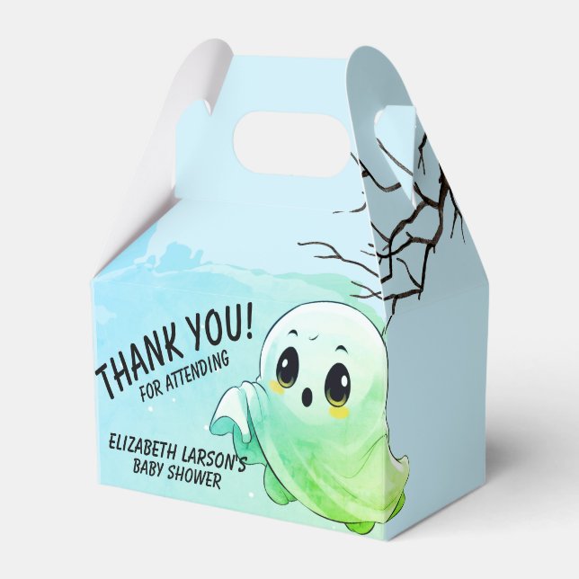 Boo Baby Shower Halloween Blue Themed Cute Party Favour Box (Front Side)