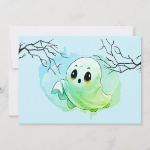 Boo Baby Shower Halloween Blue Themed Cute Party Thank You Card