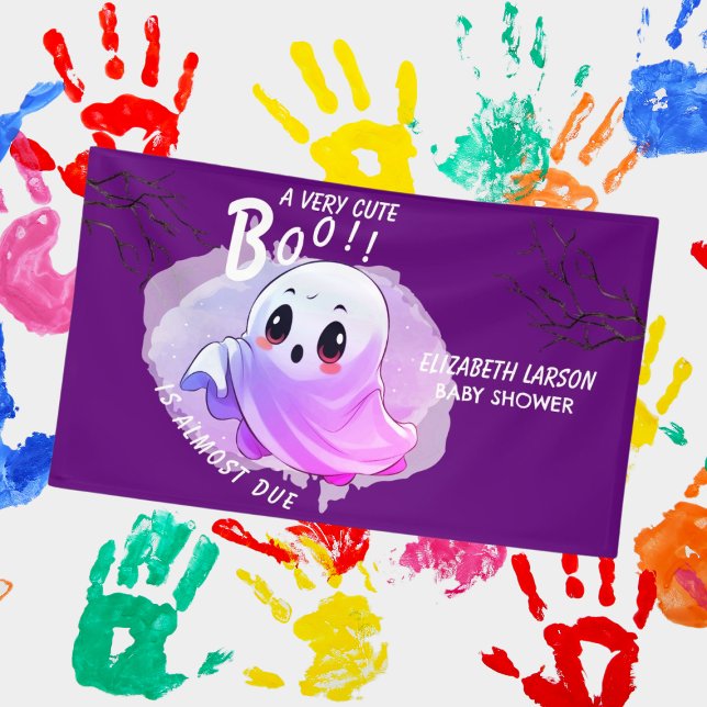 Boo Baby Shower Halloween Purple Themed Cute Party Banner (Creator Uploaded)
