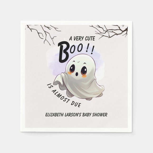 Boo Baby Shower Halloween themed Cute Party Napkin (Front)