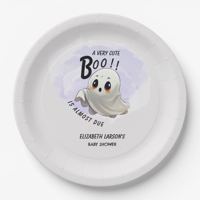 Boo Baby Shower Halloween themed Cute Party Paper Plate (Front)