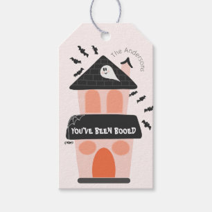 Boo Bag Cute pink and orange haunted house  Gift Tags