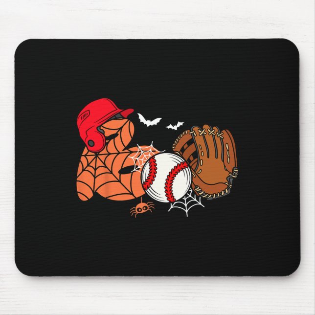 Boo Baseball Halloween Player Catcher Pitcher Spoo Mouse Mat (Front)