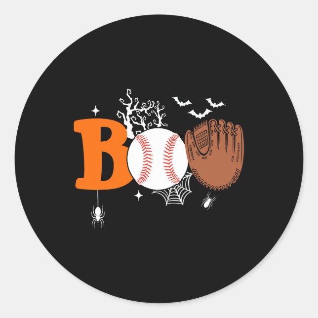Boo Baseball Halloween Spooky Halloween Baseball P Classic Round Sticker (Front)