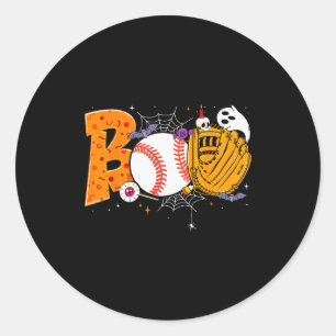 Boo Baseball Player Catcher Tcher Funny Halloween  Classic Round Sticker
