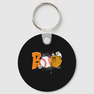 Boo Baseball Player Catcher Tcher Funny Halloween Key Ring