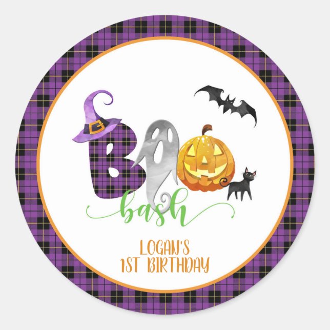 Boo Bash Birthday Sticker - Custom (Front)
