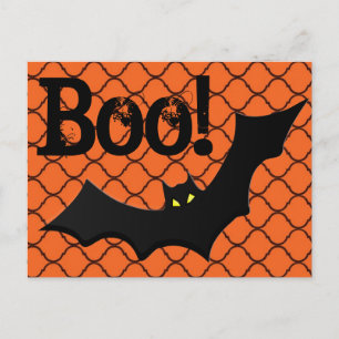 Boo! Bat & Chain Link Halloween Postcard