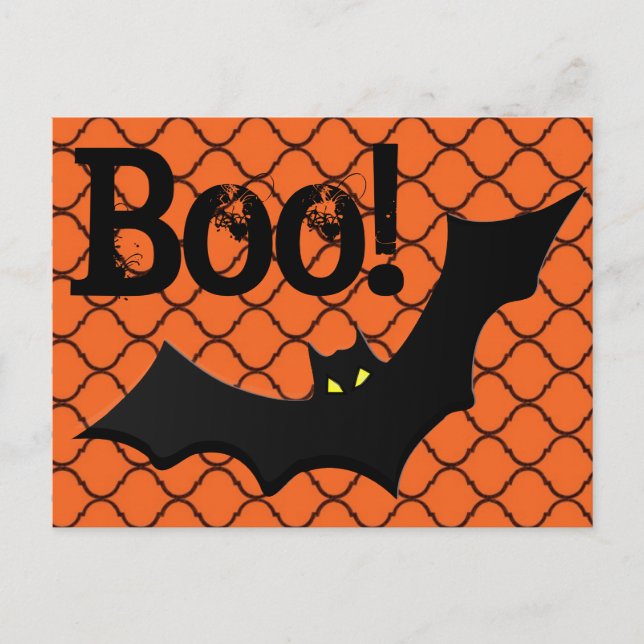 Boo! Bat & Chain Link Halloween Postcard (Front)