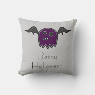 Boo Bat Purple Ghost Pillow
