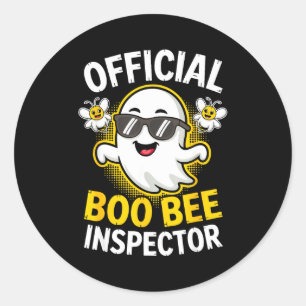 Boo bee inspector shirt men women halloween classic round sticker