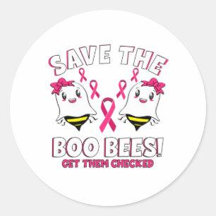 Boo Bees Breast Cancer Awareness Pink Ribbon Classic Round Sticker