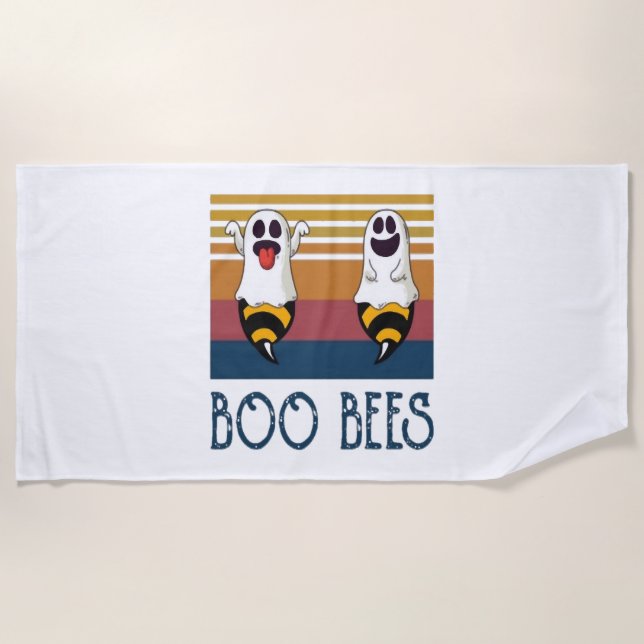 Boo Bees Couple Ghost Halloween shirt Beach Towel (Front)